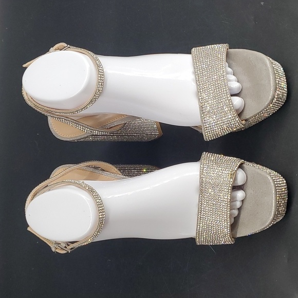 Steve Madden Lessa Rhinestone Platform Bling Block Heels 10M - Picture 3 of 10